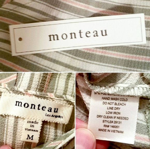 Monteau Crop Top Green And Cream Striped Size M - Picture 8 of 11